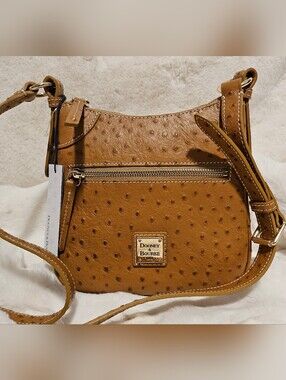 Dooney & Bourke Ostrich Front Zip Crossbody Color Amber